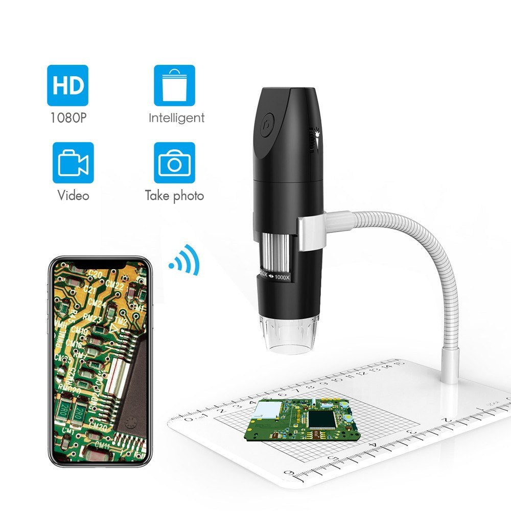 2.0MP Multifunctional Wireless Microscope WIFI Portable High-definition Microscopes - Black