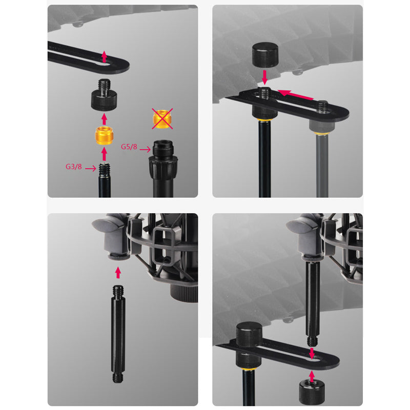 Microphone Wind Screen Board Sound-absorbing Cover Microphone Sound Insulation Screen Sound-proof Plate with Stand - 3 Plates