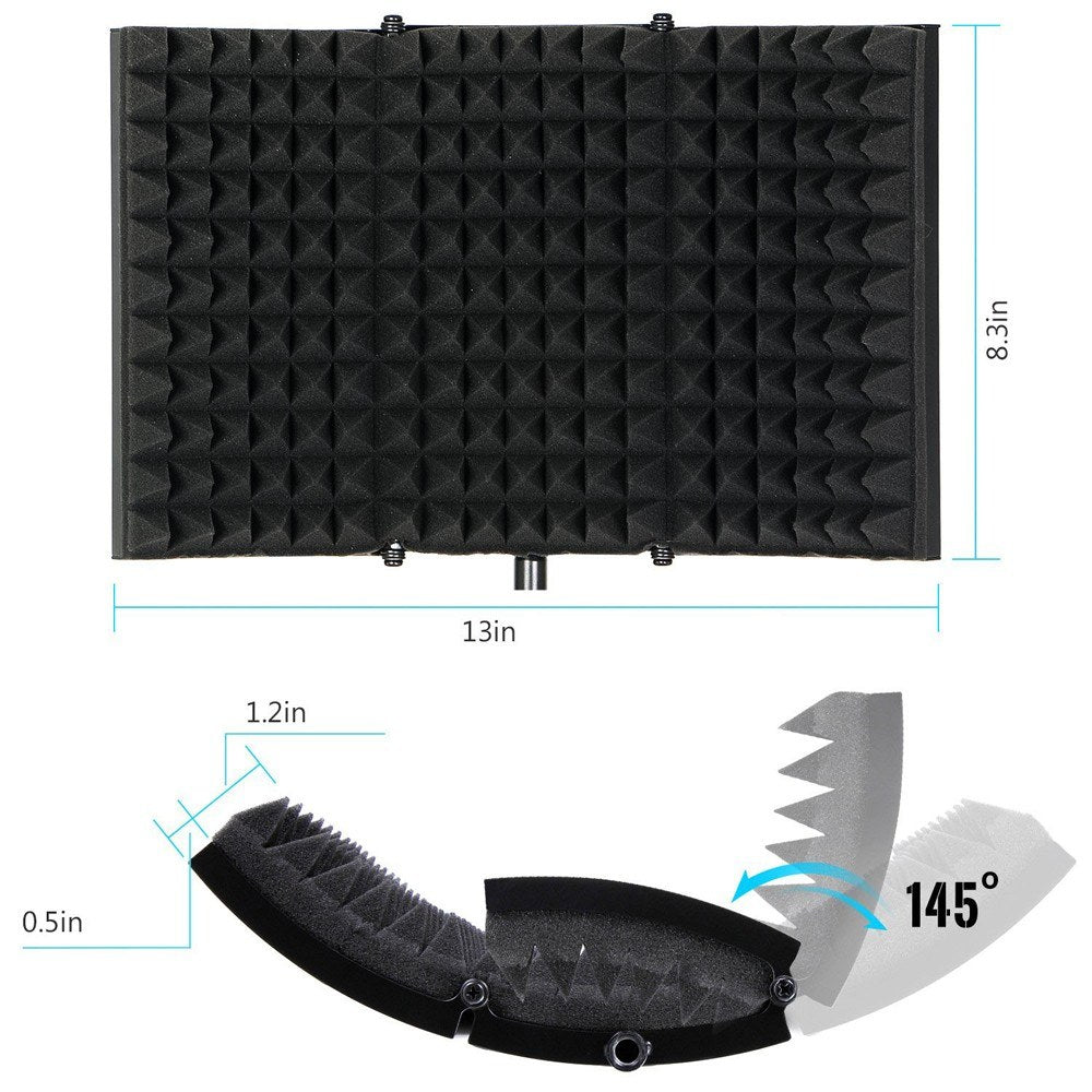 Microphone Wind Screen Board Sound-absorbing Cover Microphone Sound Insulation Screen Sound-proof Plate with Stand - 3 Plates