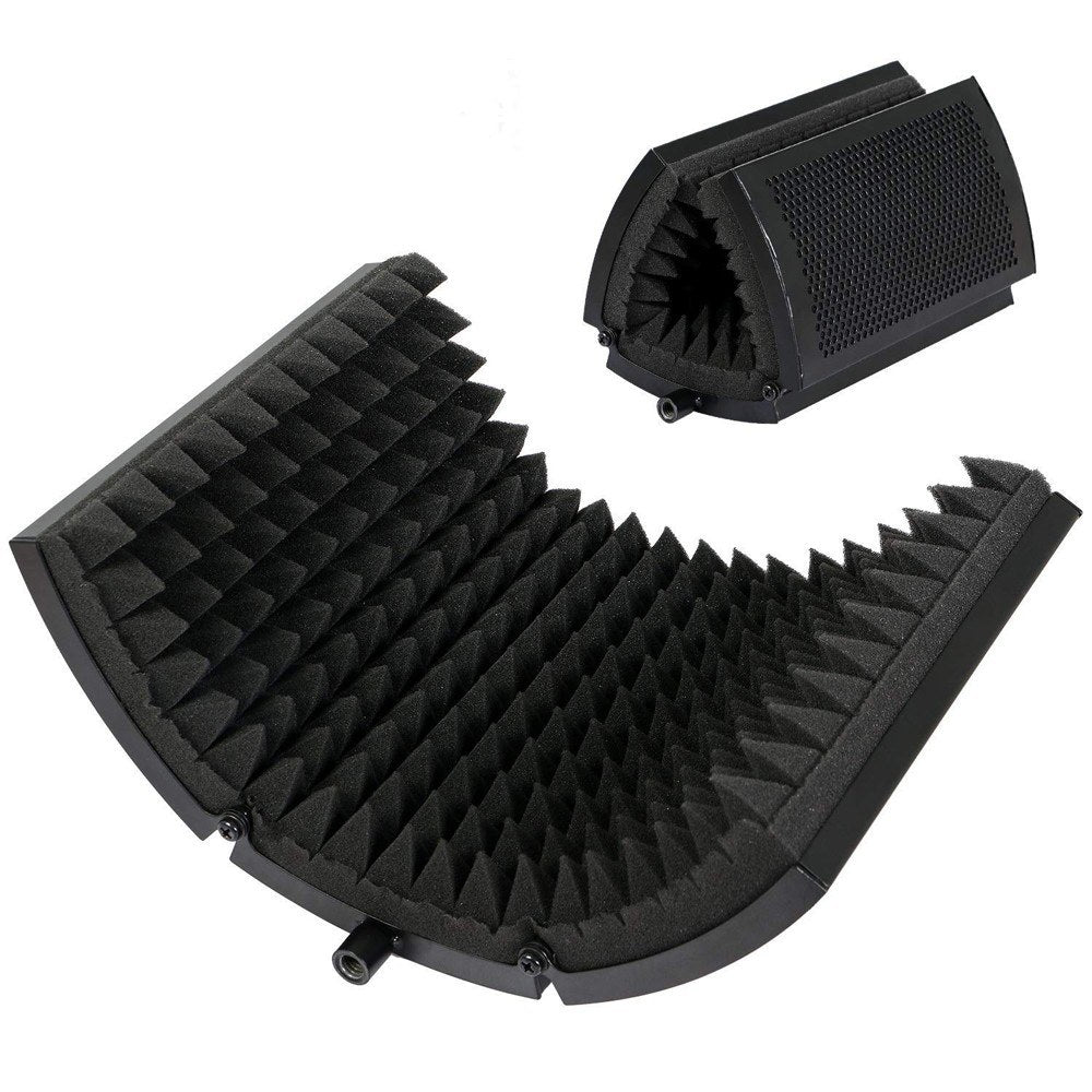 Microphone Wind Screen Board Sound-absorbing Cover Microphone Sound Insulation Screen Sound-proof Plate with Stand - 3 Plates