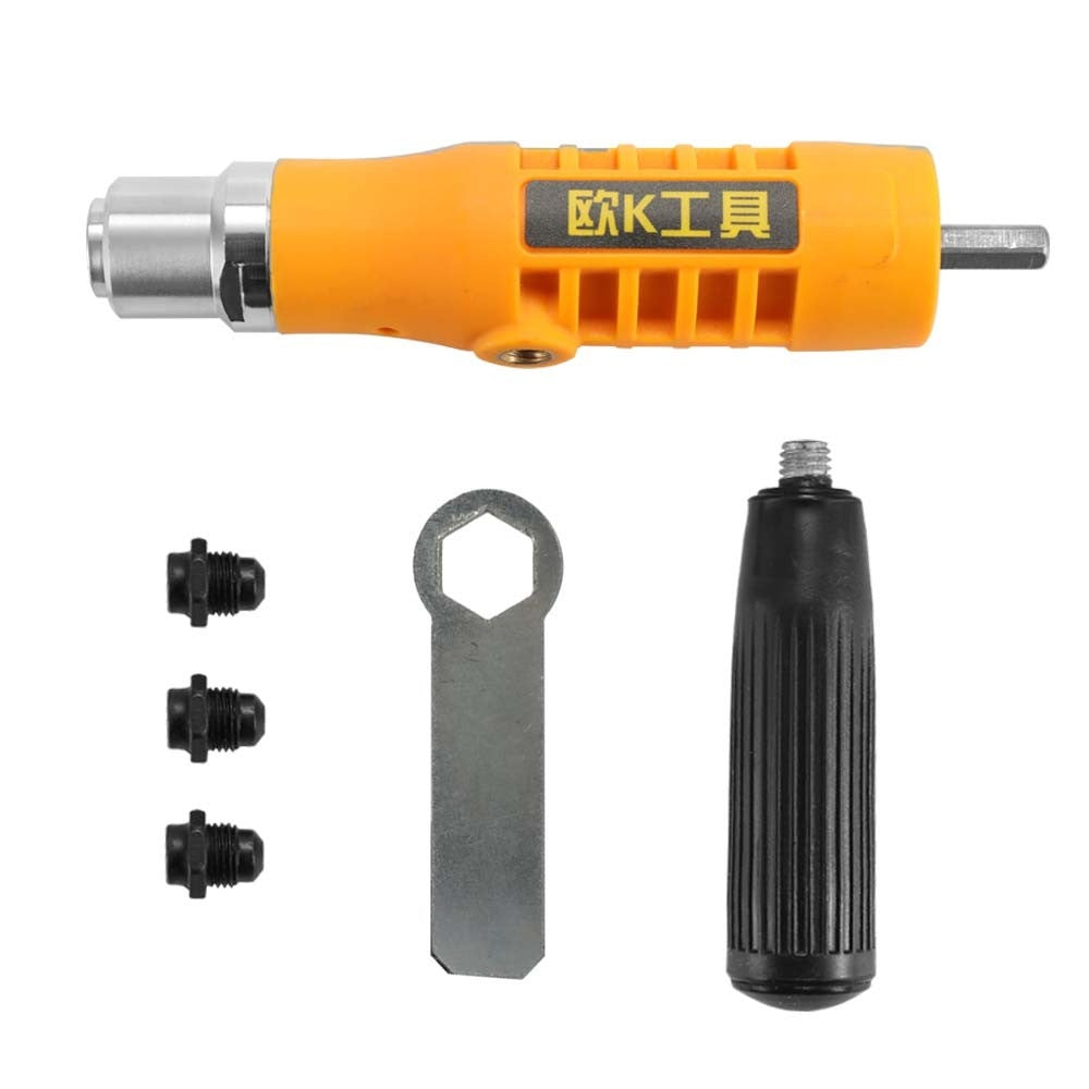 Electric Rivet Nut Machine Riveting Tool Cordless Riveting Drill Adapter Riveter Insert Nut Tools Suitable for 2.4-4.8mm Rivets Interface - Orange