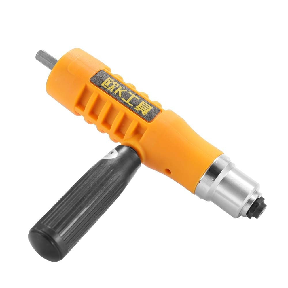 Electric Rivet Nut Machine Riveting Tool Cordless Riveting Drill Adapter Riveter Insert Nut Tools Suitable for 2.4-4.8mm Rivets Interface - Orange