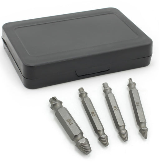 4Pcs Screw Extractor for Broken Head Screw Tube Broken Tap Bolt Removal Tool Broken Faucet and Wire Extractor Stripper Manual Screw Remover Damaged Screw Extractor Kit - Silver