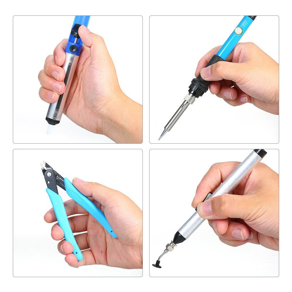 60W Electric Soldering Iron Kit Adjustable Temperature Welding Digital Multimeter Soldering Kit - EU Plug