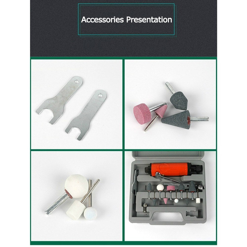 Air Compressor Die Grinder 23000rpm Grinding Polish Stone Kit Air Grinder Mill Engraving Tools Kits - Red