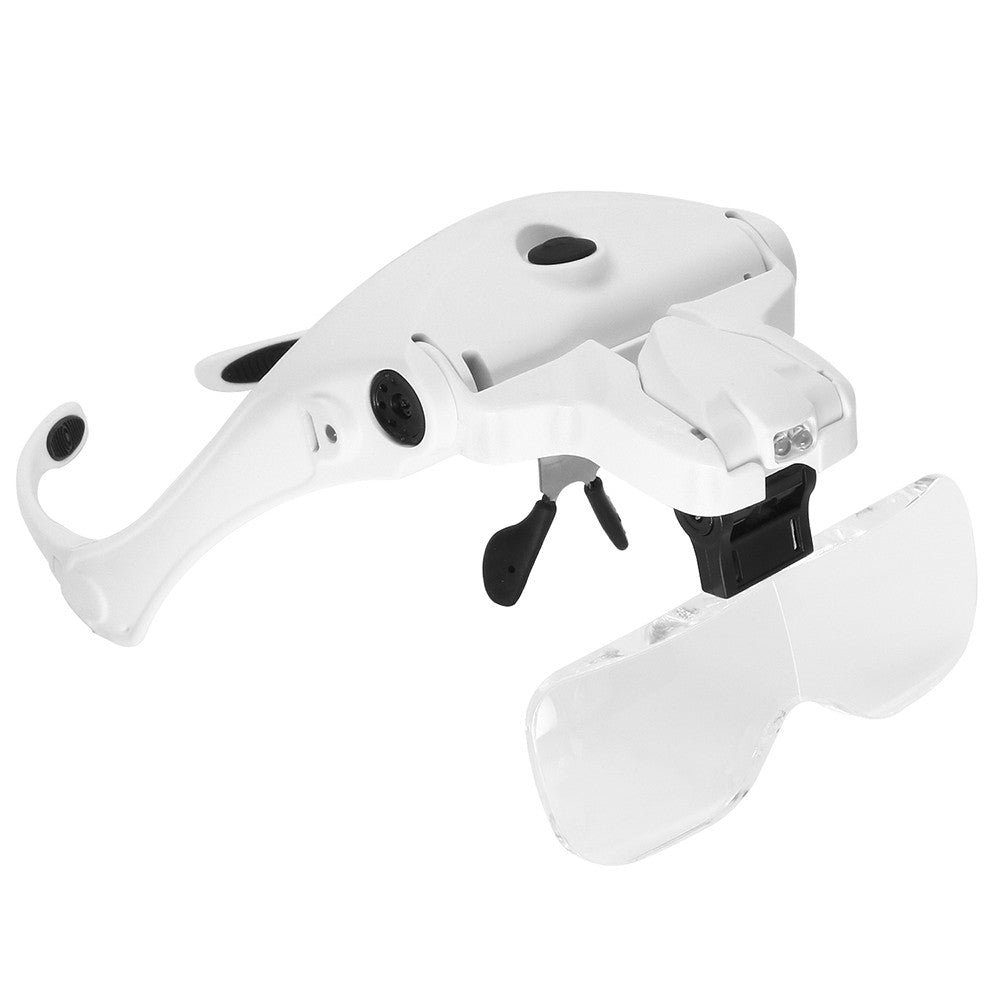 Head Mount Glasses Magnifier USB Charging Magnifying Glasses with 2 LED Lights Jewelry Craft Watch Hobby 5 Lenses 1.0X 1.5X 2.0X 2.5X 3.5X for Close Work