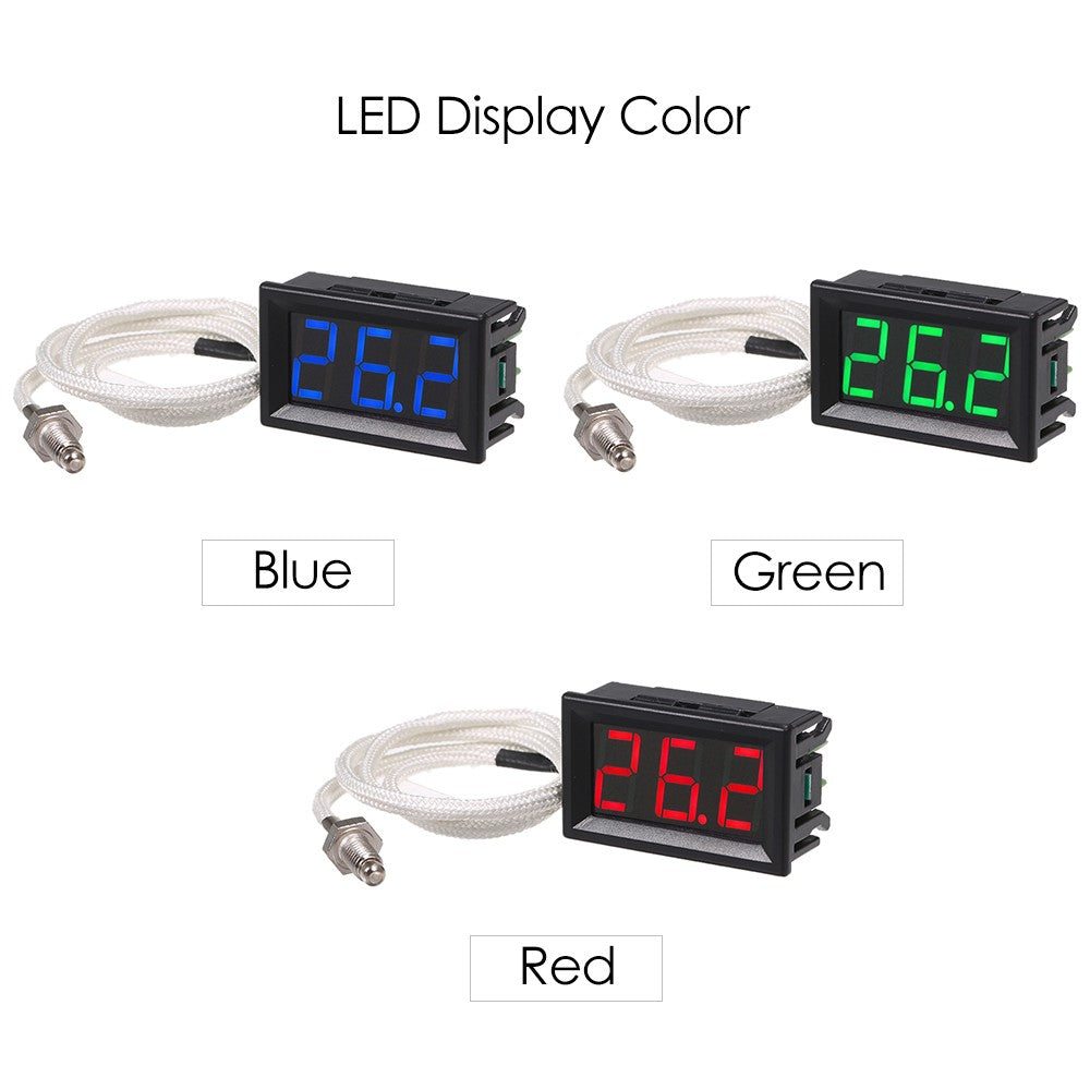 XH-B310 Industrial Digital Thermometer 12V Temperature Meter K-type M6 Thermocouple Tester - Blue