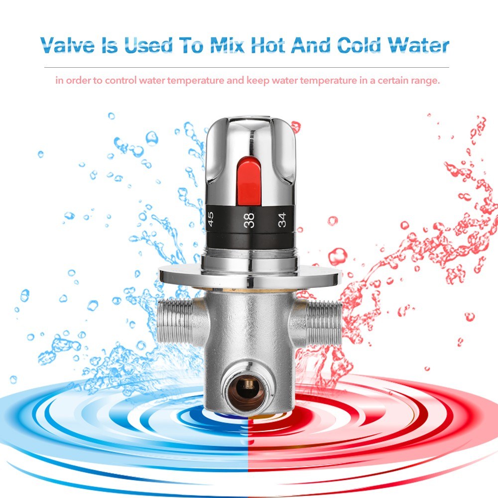 Thermostatic Mixer Valve Water Mixer Hot/Cold Water Mixing Temperature Control Valve for Home Water Heater