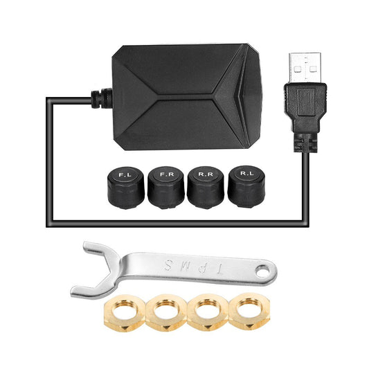 Tire Pressure Monitoring System for Android Navigation with 4 External Sensors Real-time Display - Black