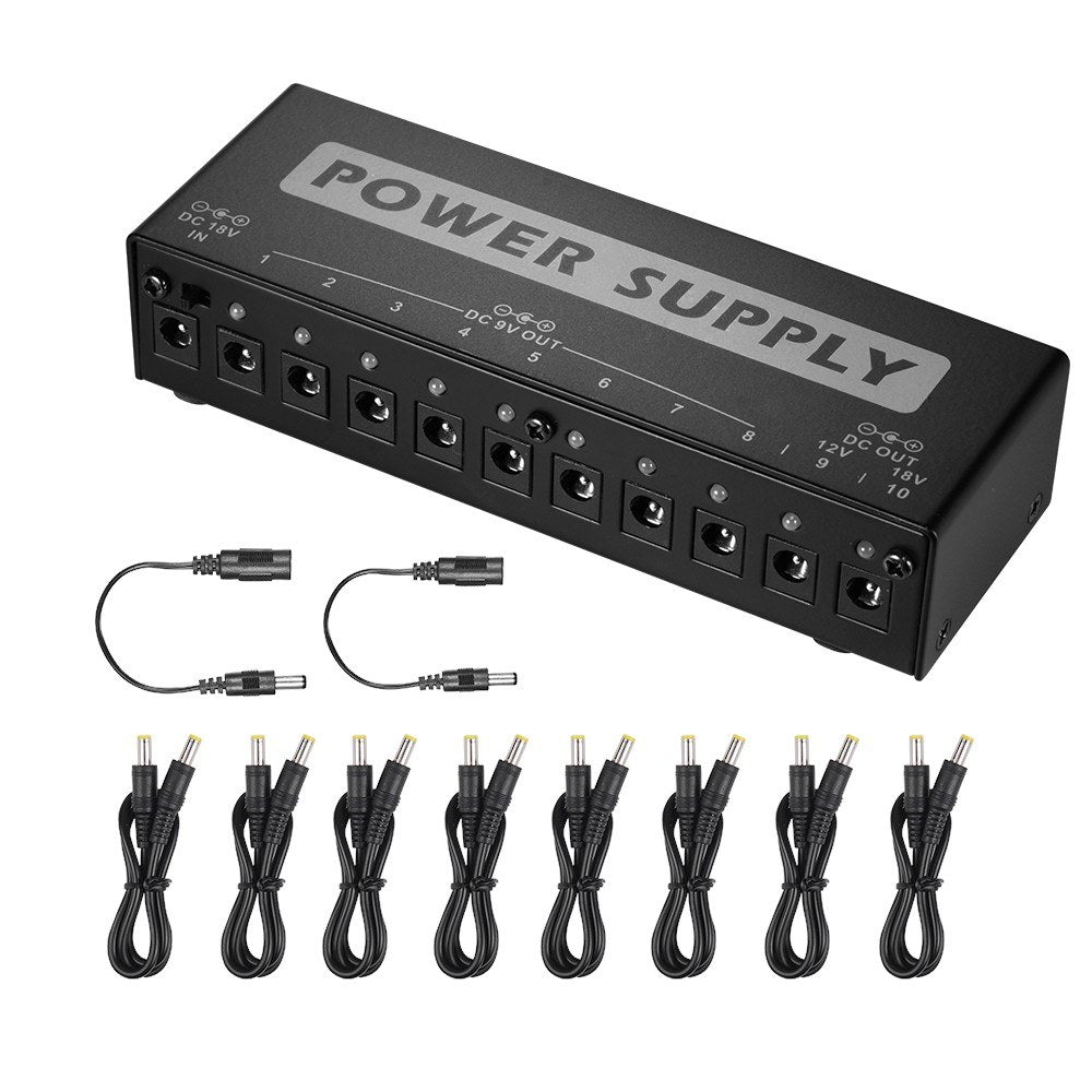 Portable Guitar Effect Power Supply Station Distributor for 9V/ 12V/ 18V Guitar Effects - EU Plug