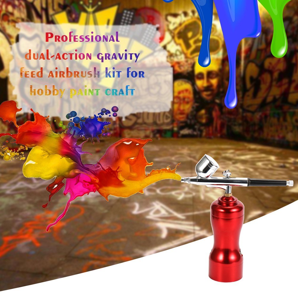 Mini Portable Beautiful Airbrush Set Small Spray Pump Pen Set Air Compressor Kit for Art Painting Tattoo Craft - Red Spray Pump