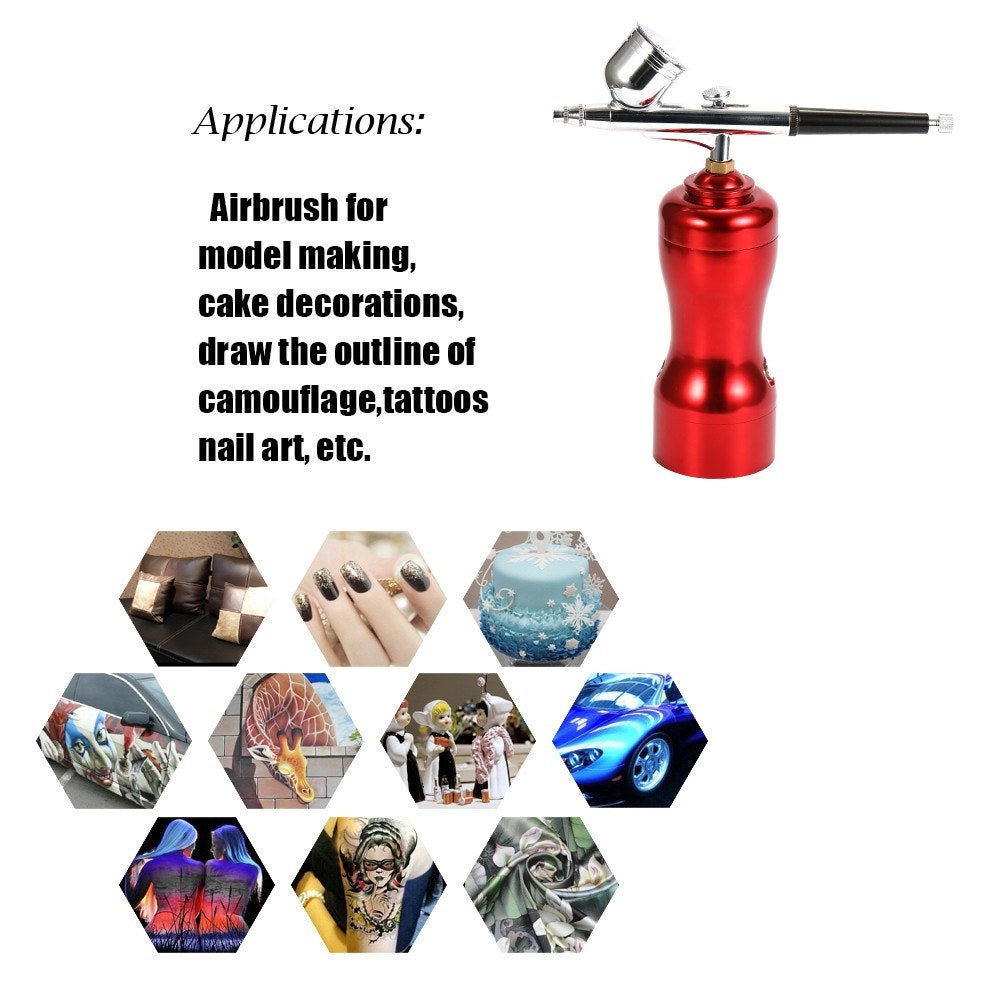 Mini Portable Beautiful Airbrush Set Small Spray Pump Pen Set Air Compressor Kit for Art Painting Tattoo Craft - Red Spray Pump