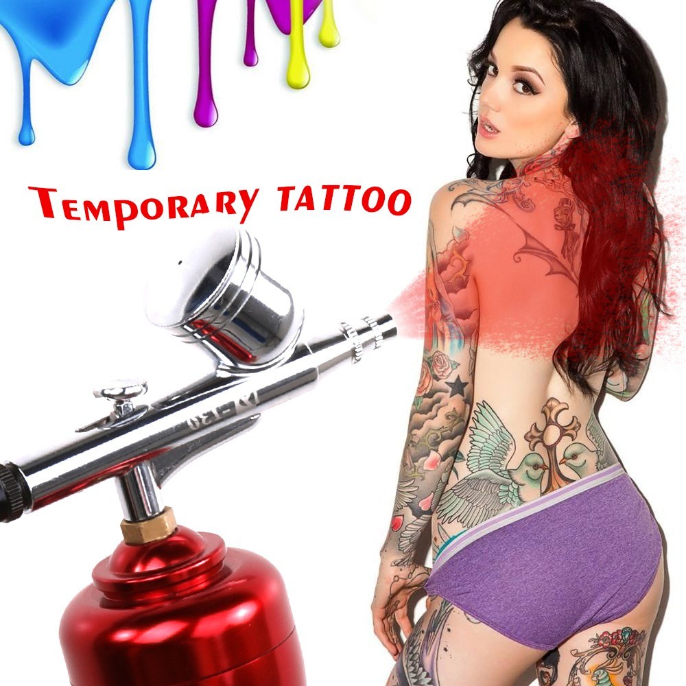 Mini Portable Beautiful Airbrush Set Small Spray Pump Pen Set Air Compressor Kit for Art Painting Tattoo Craft - Airbrush