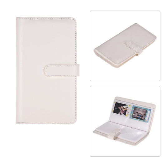 80 Pockets Portable Mini Magnetic Closure Photo Album Photo Pictures Book Album - White