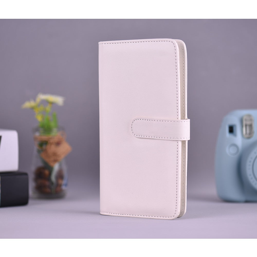 80 Pockets Portable Mini Magnetic Closure Photo Album Photo Pictures Book Album - White