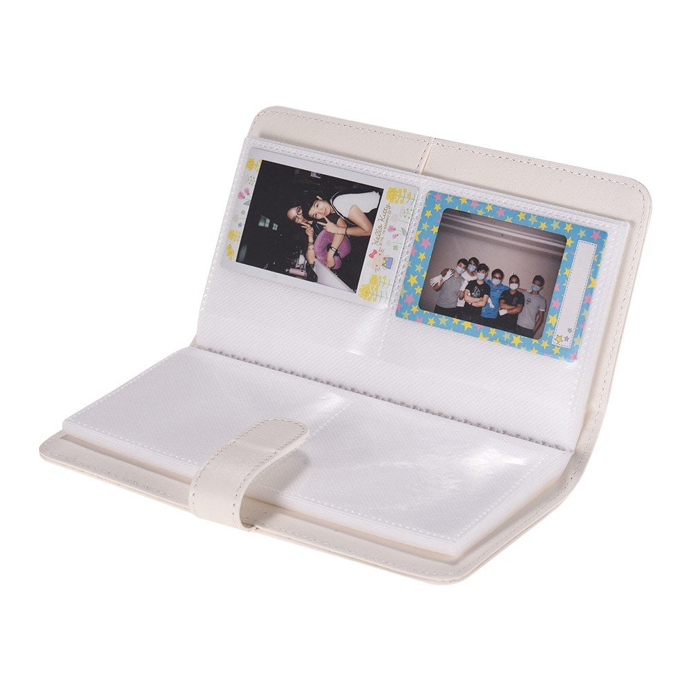 80 Pockets Portable Mini Magnetic Closure Photo Album Photo Pictures Book Album - White