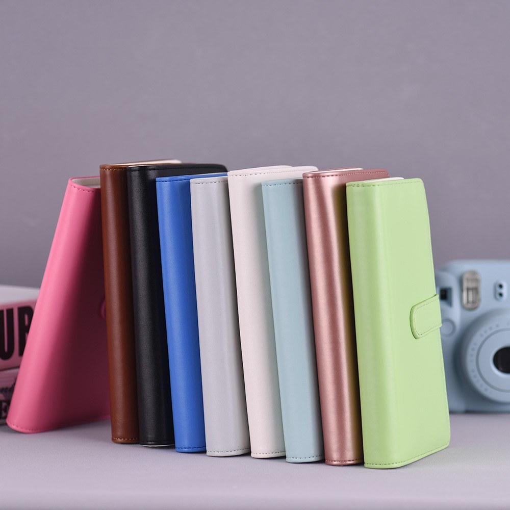 80 Pockets Portable Mini Magnetic Closure Photo Album Photo Pictures Book Album - Brown