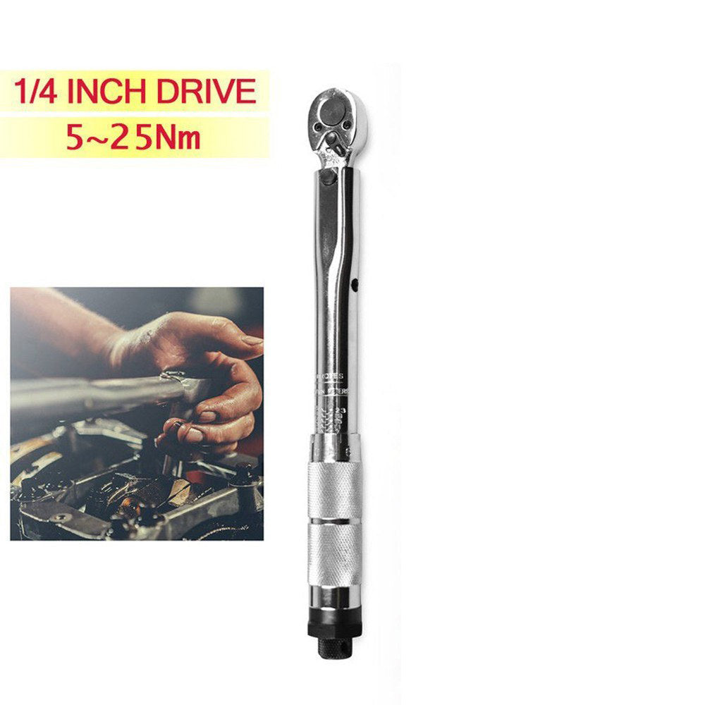 1/4-Inch DR 5-25Nm Drive Click Torque Wrench High Precision Adjustable Bike Torque Wrenches Car Repairing Tool Calibrated with Storage Case