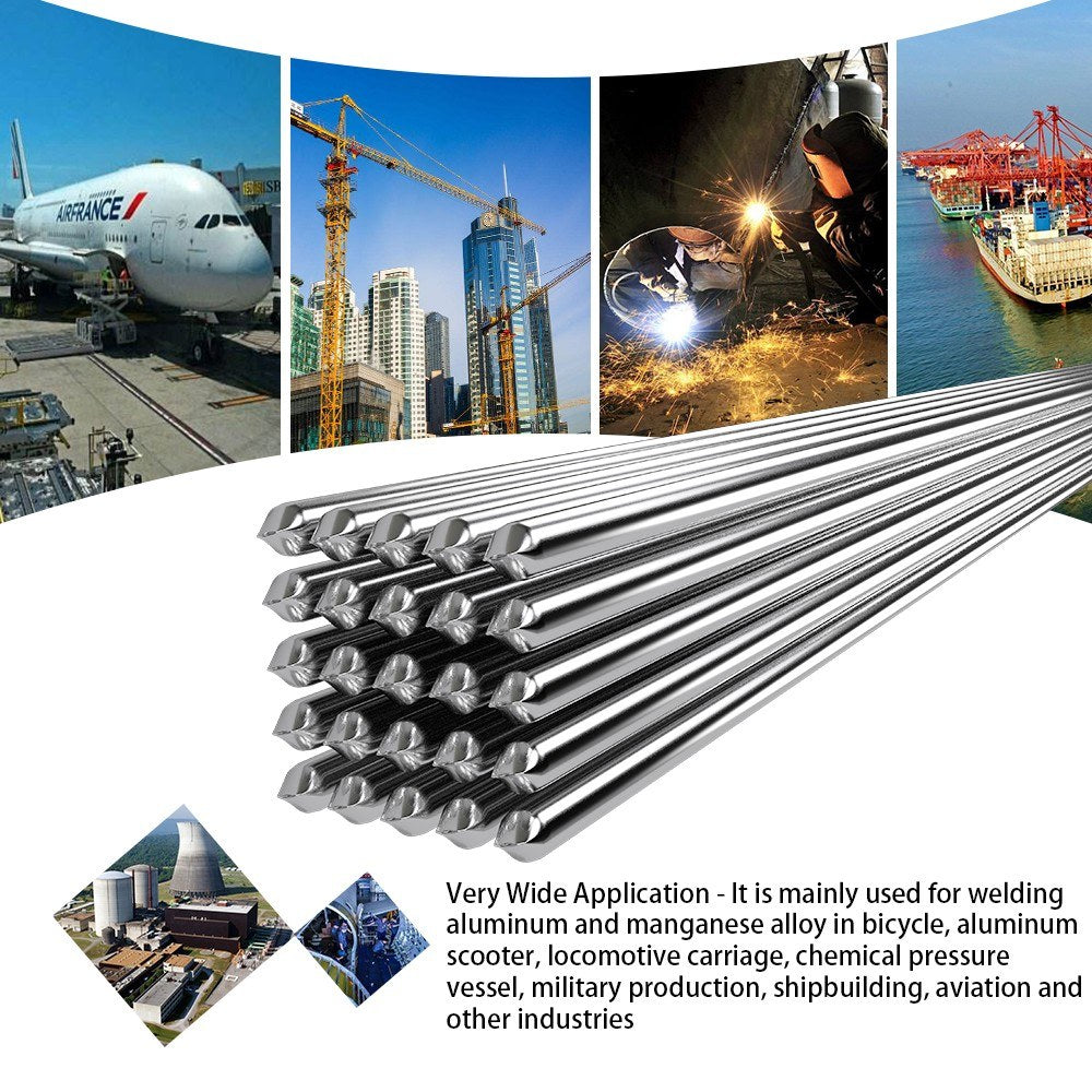 Low-Temperature Light Portable Aluminum Welding Wire Flux Cored 2mm*500mm Al-Mg Soldering Rod No Need Solder Powder - 10 Pcs