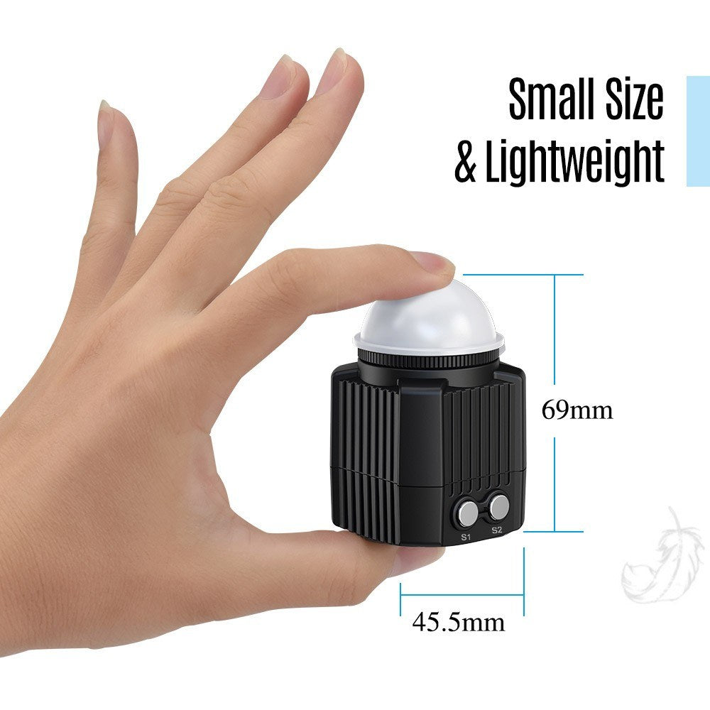 Mini Rechargeable LED Video Light Diving Photography Lamp Underwater 60M Waterproof IPX8 Camping Lighting for DJI Drone/ GoPro/  DSLR Cameras/ Camcorders/ Action Cameras/ Smartphone