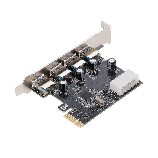 PCI-E to 4 USB3.0 Ports Expansion Card with 4Pin Power Interface PCI Express to USB3.0 Adapter Card Support High Speed 5Gbps Transmission for Desktop PC