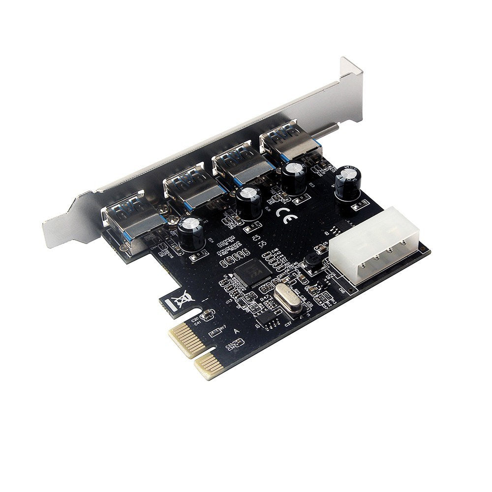 PCI-E to 4 USB3.0 Ports Expansion Card with 4Pin Power Interface PCI Express to USB3.0 Adapter Card Support High Speed 5Gbps Transmission for Desktop PC