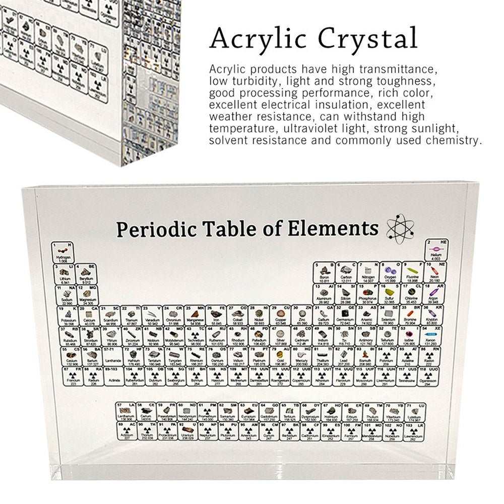Acrylic Periodic Table Display Home Decoration Crystal Chemical Element Display Kids Teaching Tool - L