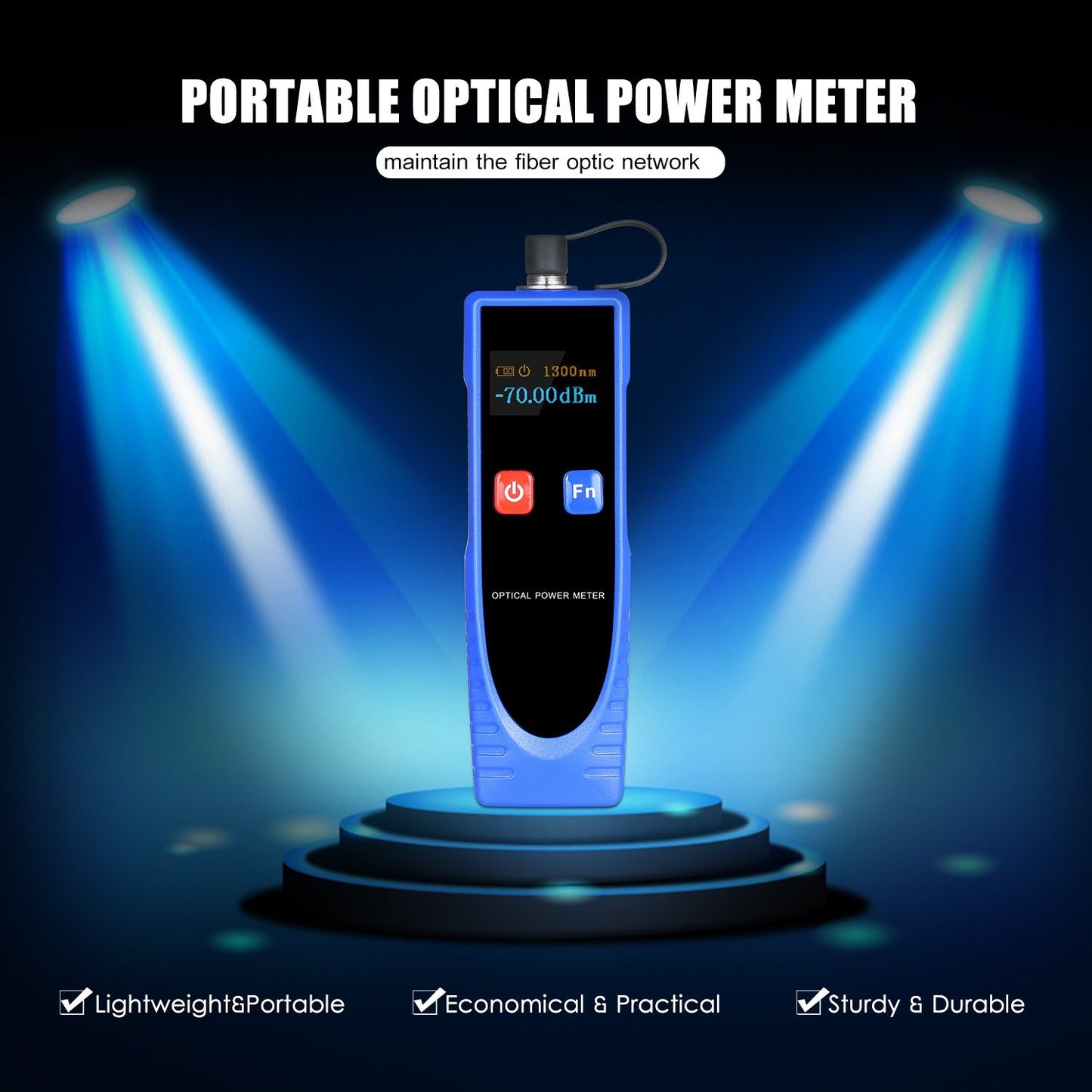 Optical Power Meter Digital Mini Light Power Meter -70~6dBm with 6 Optic Wave Length - Blue