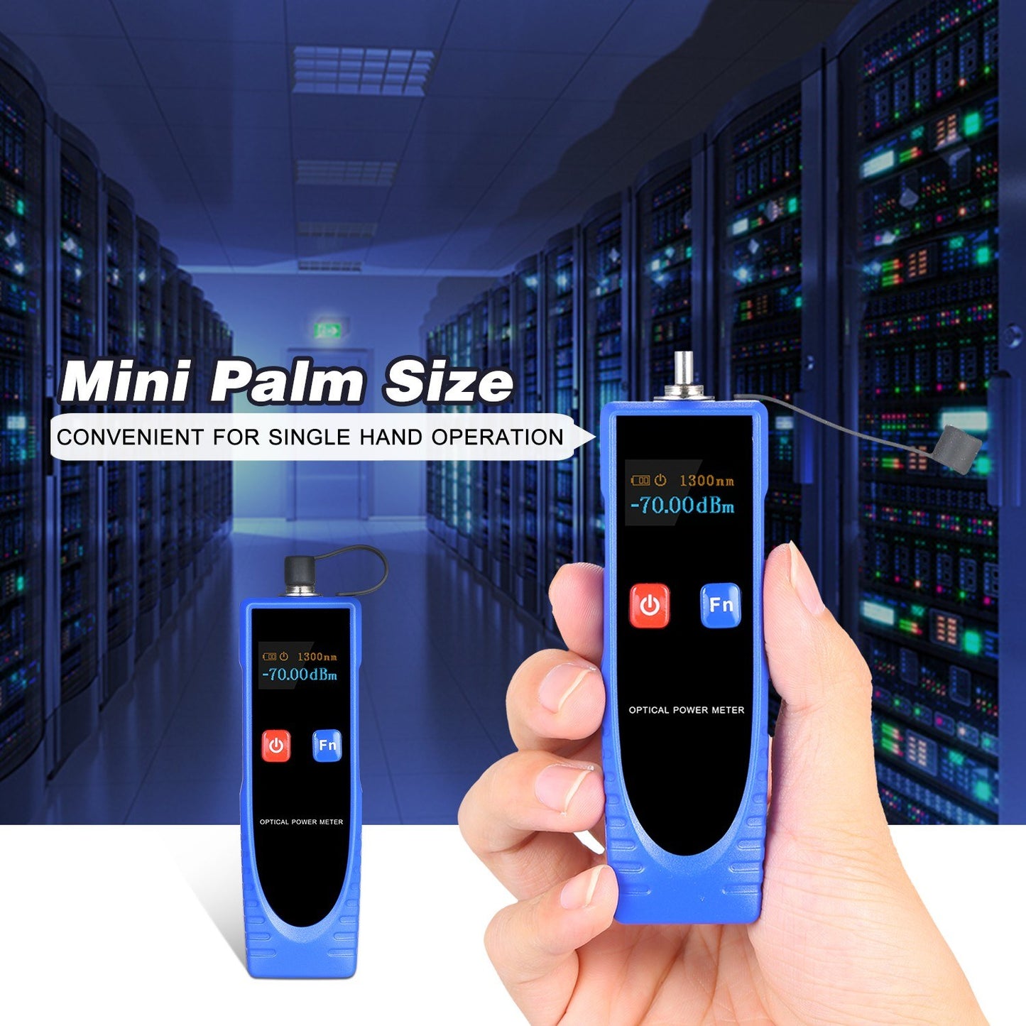 Optical Power Meter Digital Mini Light Power Meter -70~6dBm with 6 Optic Wave Length - Blue