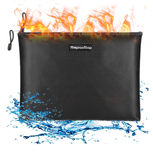Fireproof Document Bag Silicone Coated Fiberglass Waterproof Money Bag with Zipper Closure Safe Storage Pouch