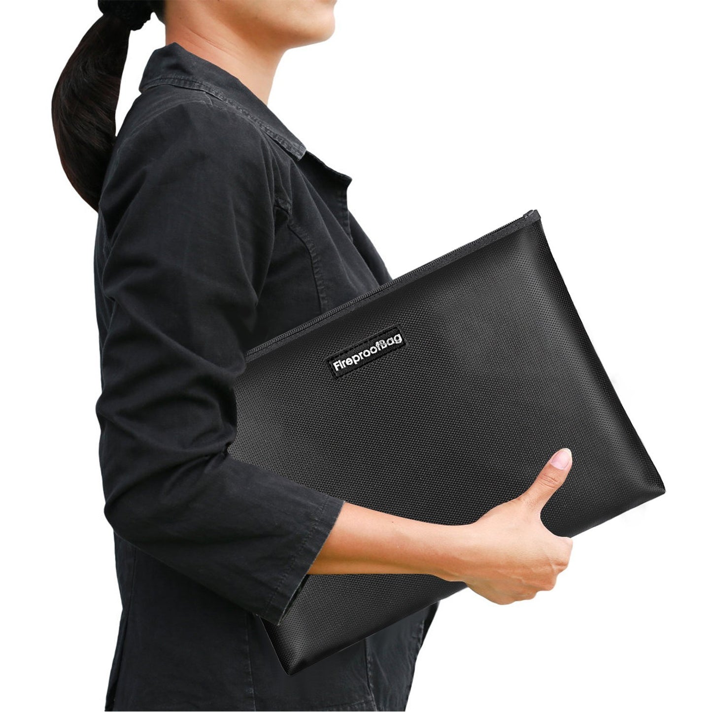 Fireproof Document Bag Silicone Coated Fiberglass Waterproof Money Bag with Zipper Closure Safe Storage Pouch
