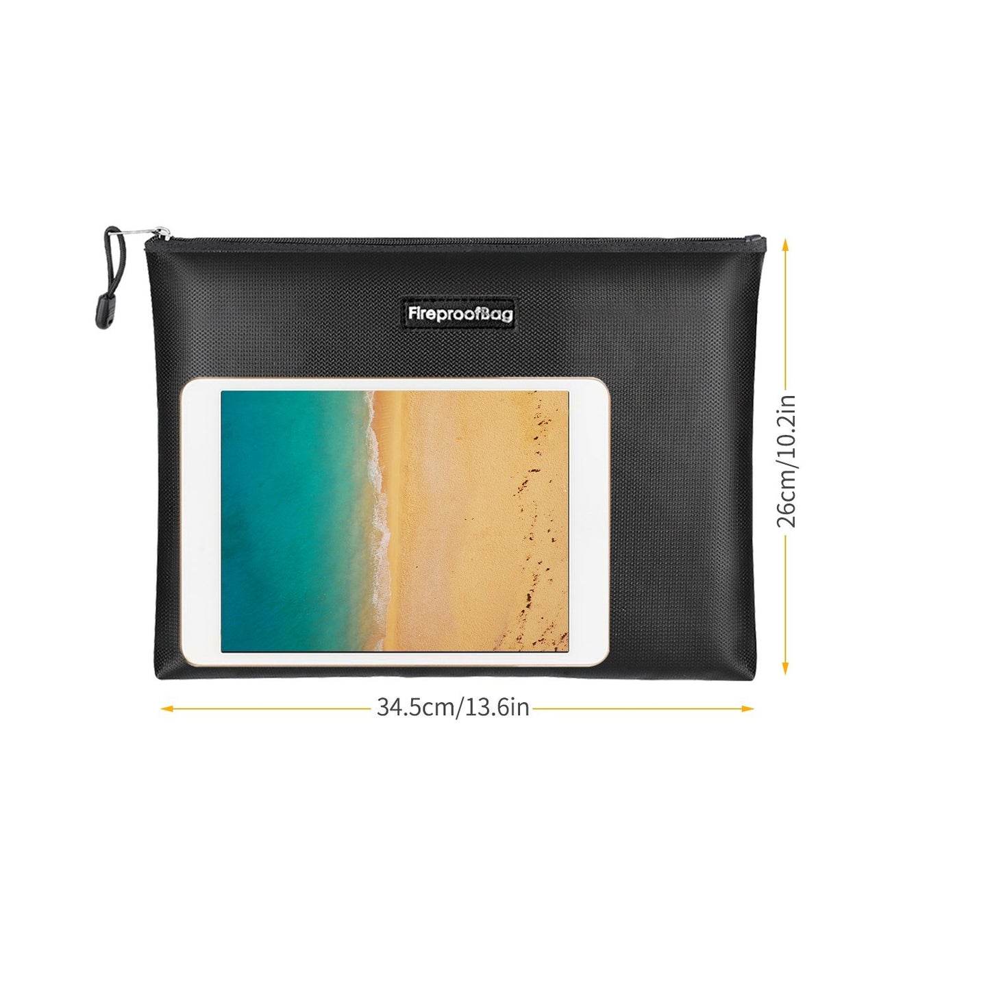 Fireproof Document Bag Silicone Coated Fiberglass Waterproof Money Bag with Zipper Closure Safe Storage Pouch
