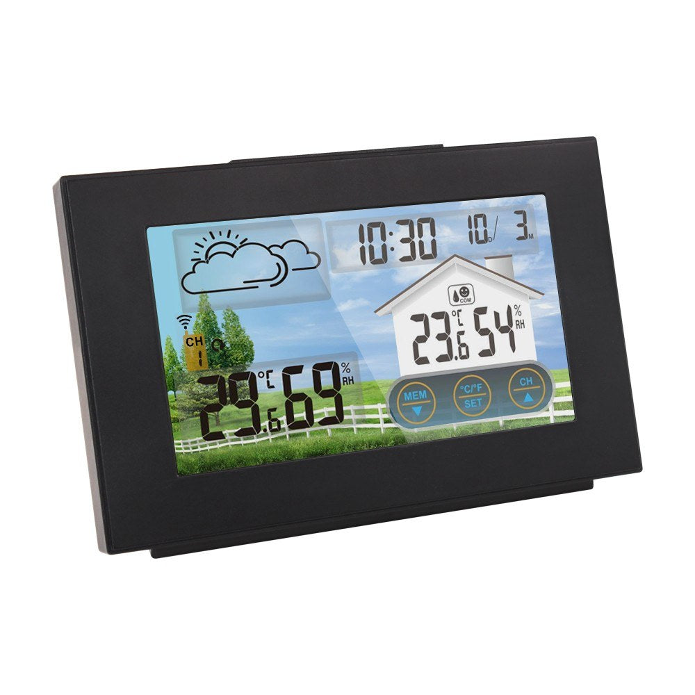 FJ3551A Wireless Weather Station Multifunction Forecaster Indoor Outdoor Thermometer Hygrometer with Sensor Touch Screen Alarm Clock Calendar