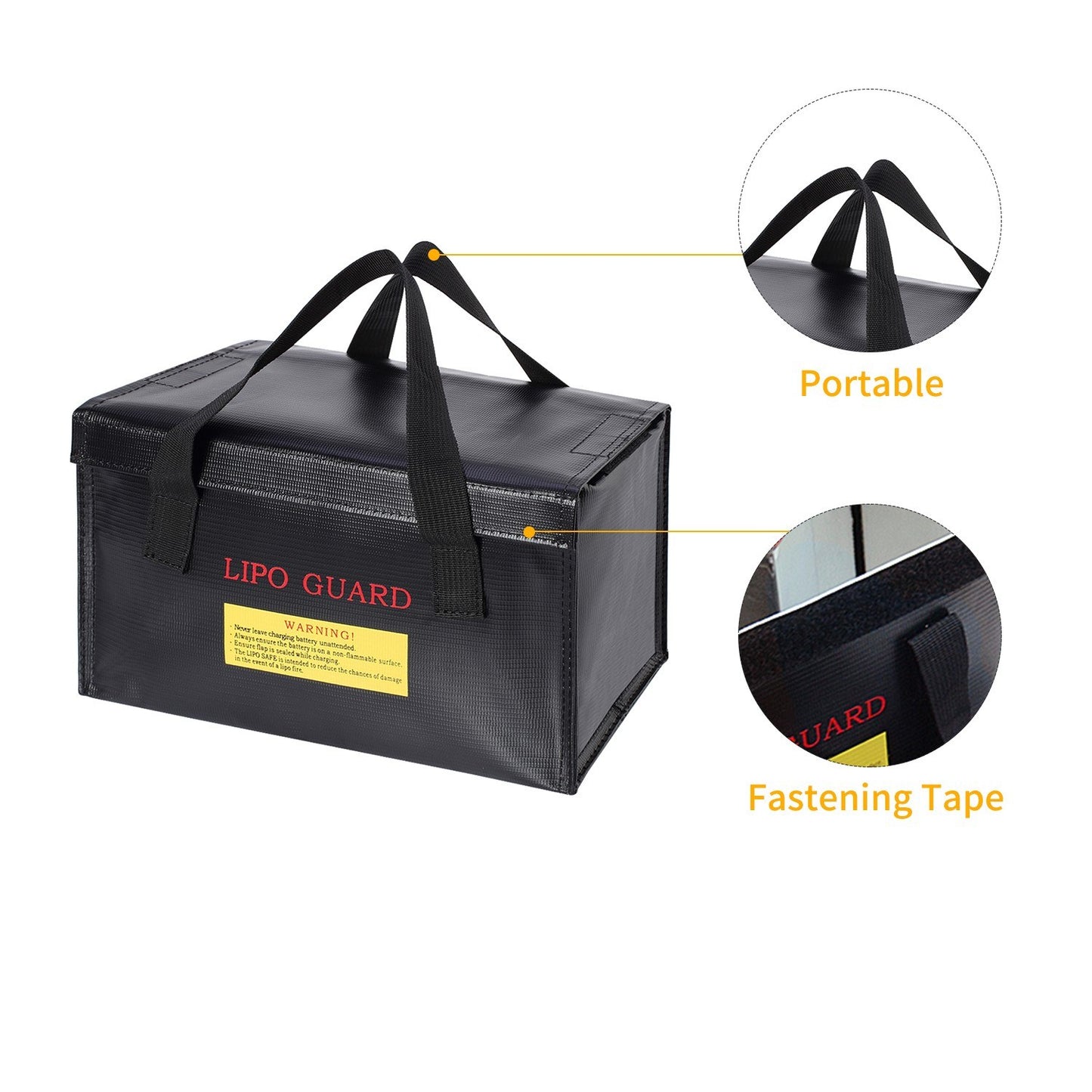 Explosionproof Lipo Battery Safe Bag Guard for Battery Storage and Charging, Size: 260 x 130 x 150mm - Black