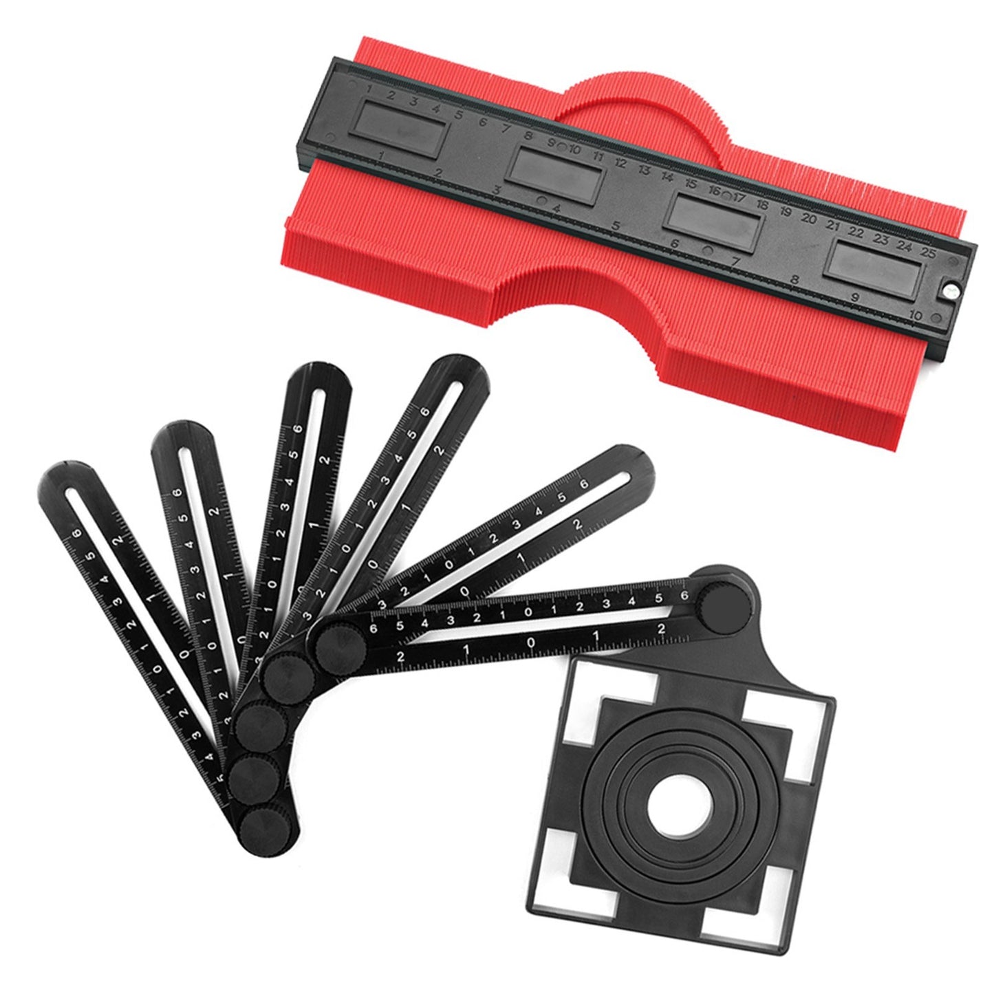 Universal Ruler &amp; Contour Gauge Duplicator Tool 6-Sided Multi Angle Measuring Tool 10-inch Profile Gauge Measure Ruler