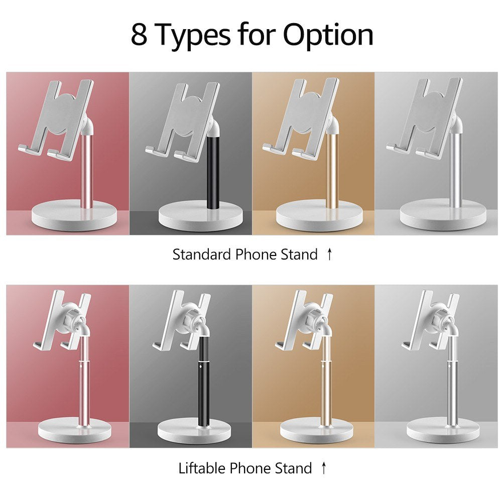 Aluminum Alloy Phone Stand for Desk / Bed Compatible with Cellphone and Tablet Smaller than 10 Inch - Silver/Standard Phone Stand