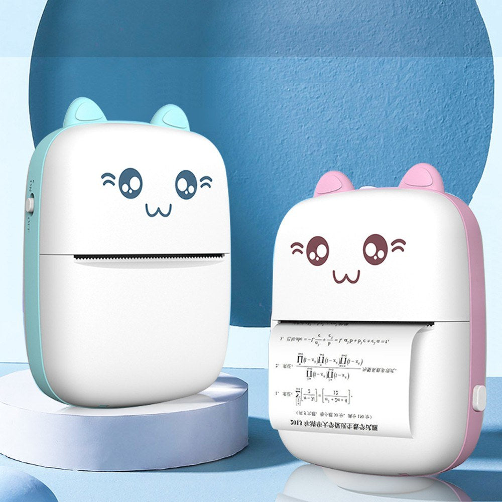 Mini Thermal Printer Wirelessly BT 200dpi Photo Label Memo Wrong Question Printing with USB Cable - Blue
