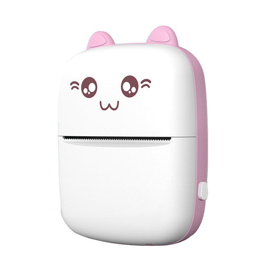 Mini Thermal Printer Wirelessly BT 200dpi Photo Label Memo Wrong Question Printing with USB Cable - Pink