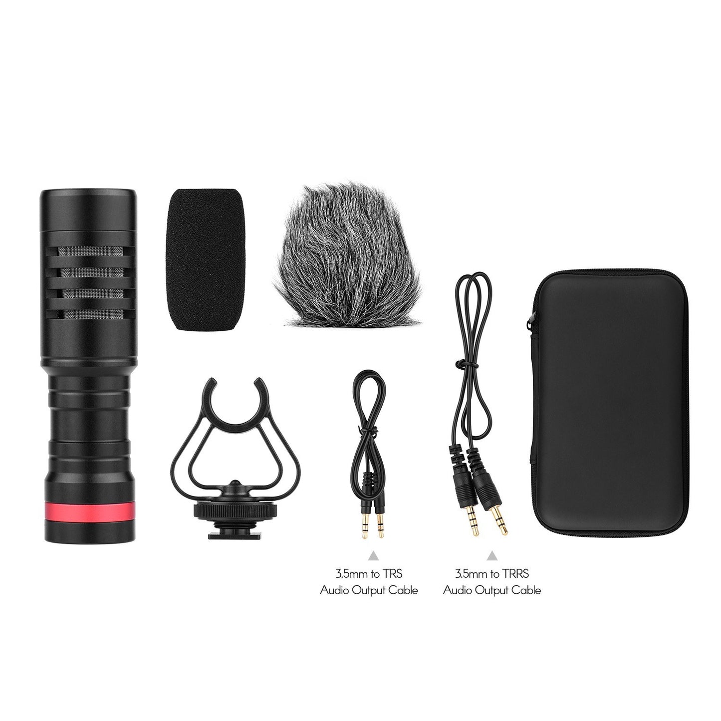 Cardioid Directional Condenser Microphone with Anti-Shock Mount 3.5mm TRS and TRRS Audio Output Cables
