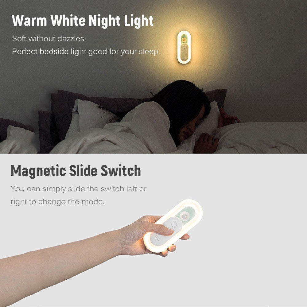 Smart Night Light USB Rechargeable Motion Sensor Light for Bedroom Bathroom - Green