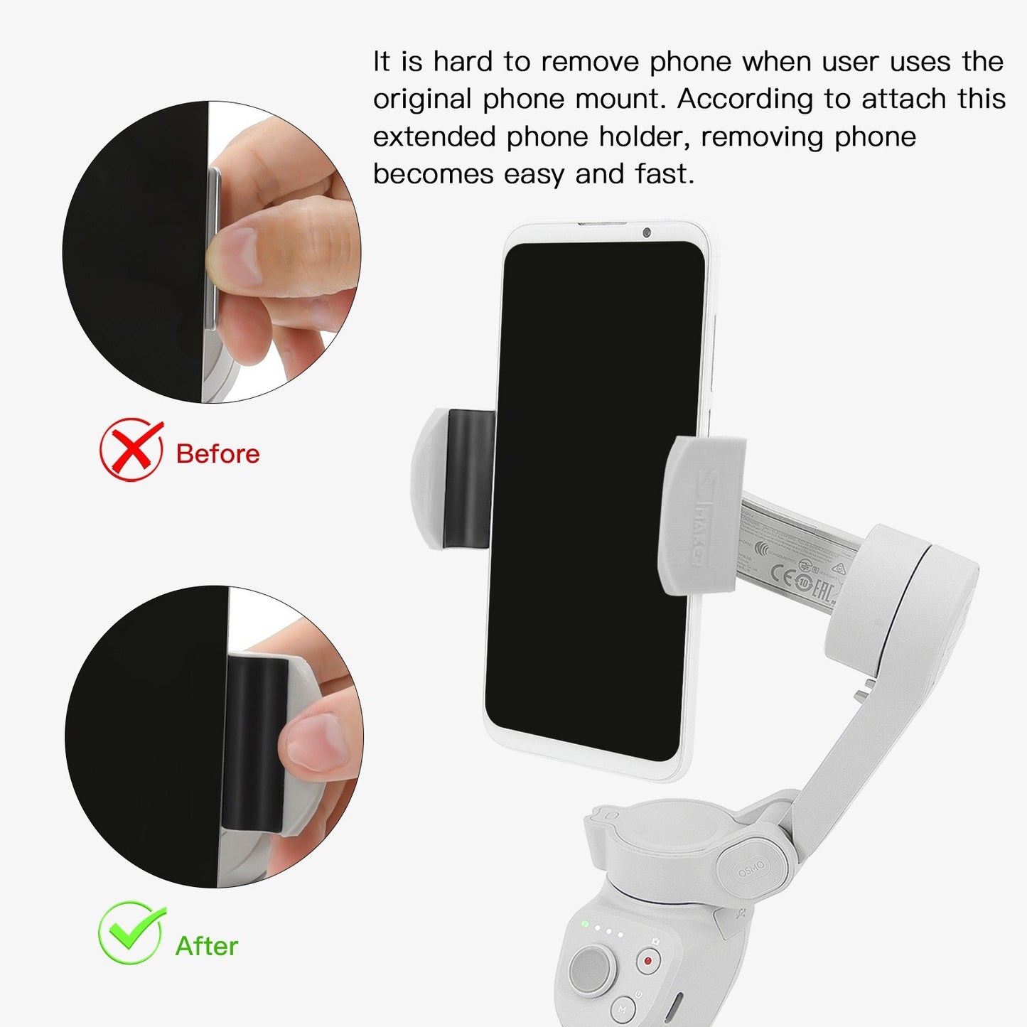 Extended Mobile Phone Holder Adjustable Clip Foldable Clamp for DJI OM4