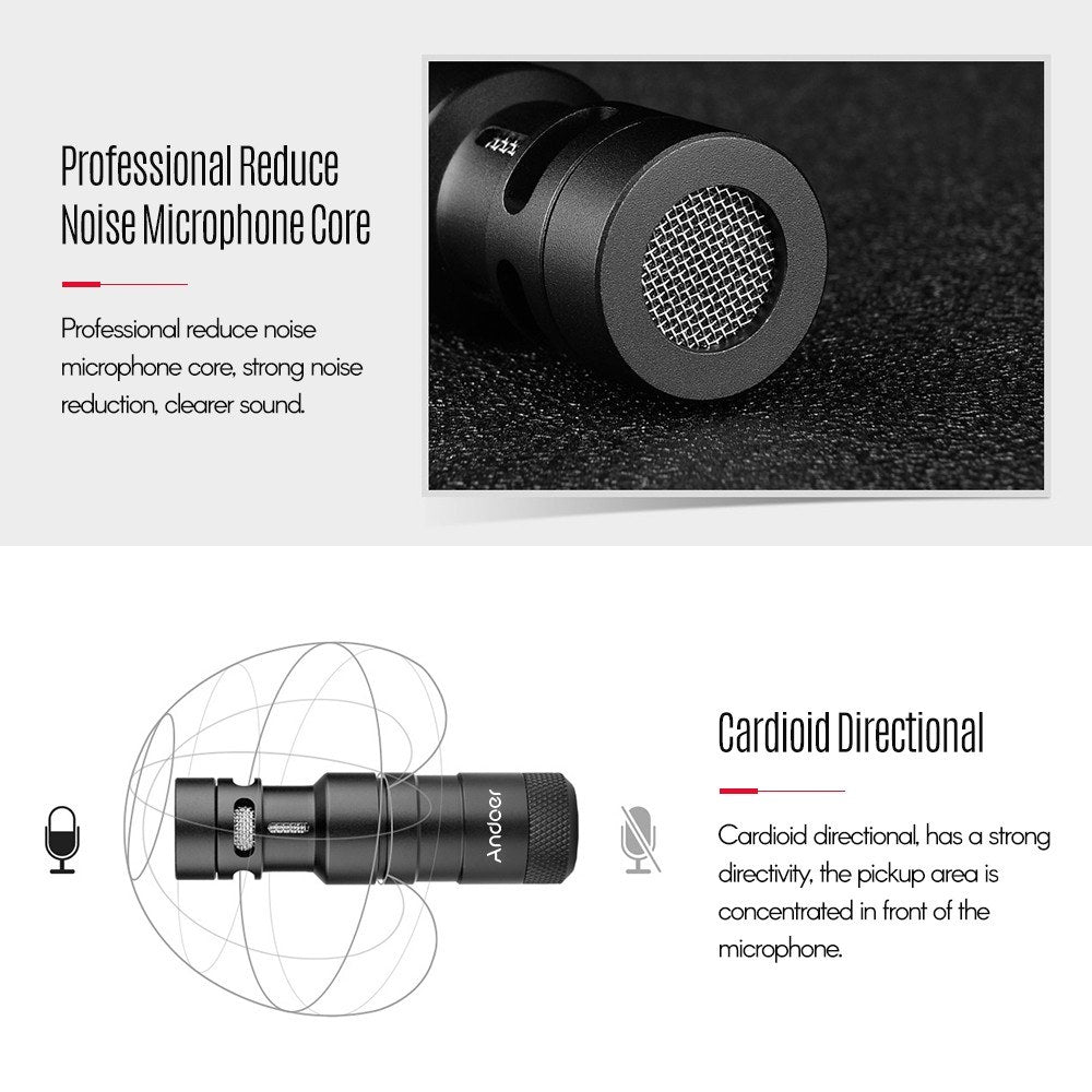 Andoer Smartphone Video Cage Kit Including 2pcs Mini LED Fill Lights + Mini Microphone + Handheld Smartphone Video Bracket + Mini Desktop Tripod Stand