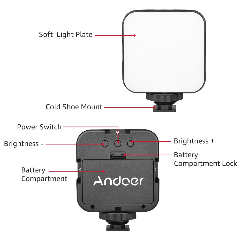 Andoer Smartphone Video Cage Kit Including 2pcs Mini LED Fill Lights + Mini Microphone + Handheld Smartphone Video Bracket + Mini Desktop Tripod Stand