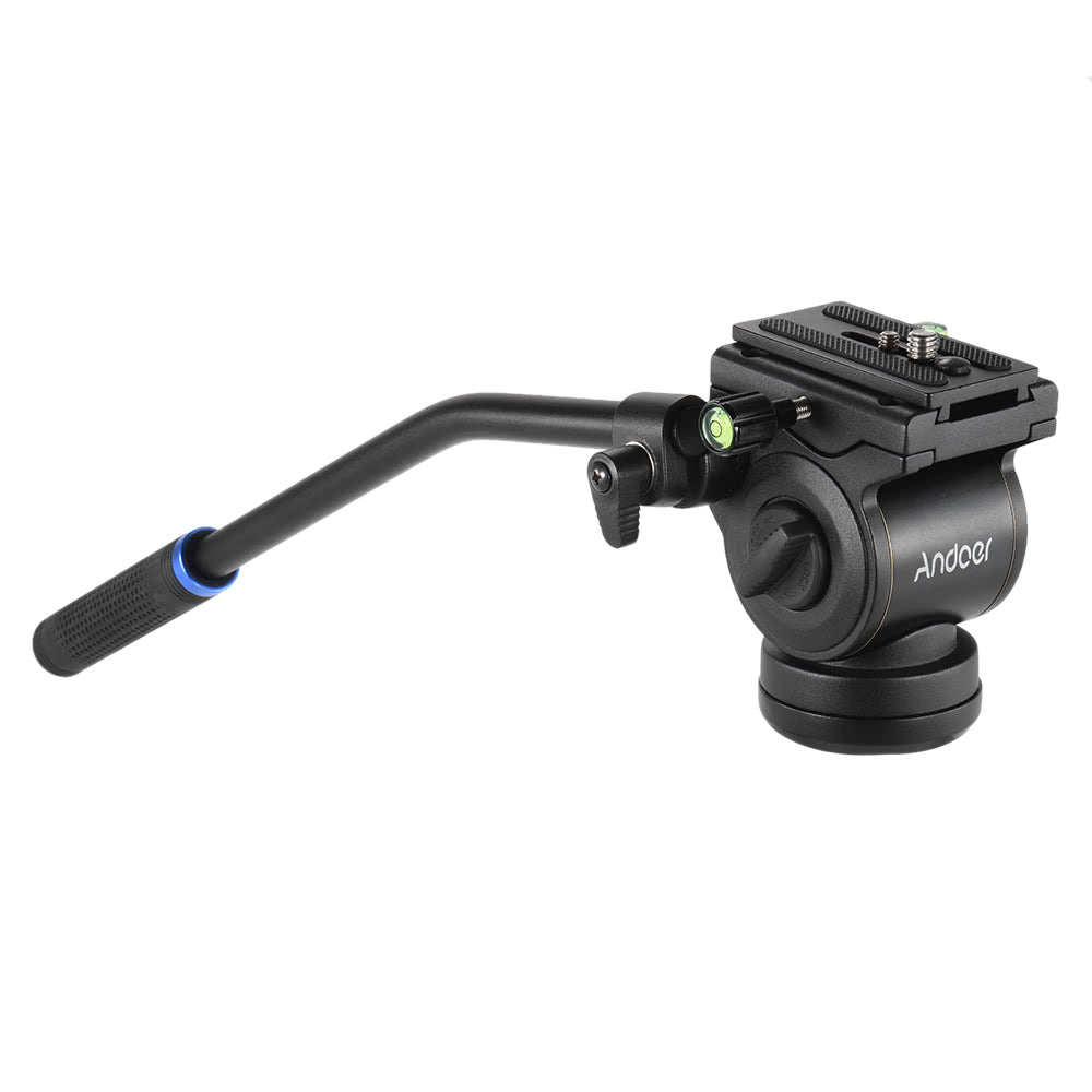 Andoer Photography Video Head Fluid Drag Tilt Hydraulic Damping Head Base Diameter 60mm/2.4inch w/ Quick Release Plate for Canon Nikon Sony DSLR Camera Tripod Monopod Slider Rail