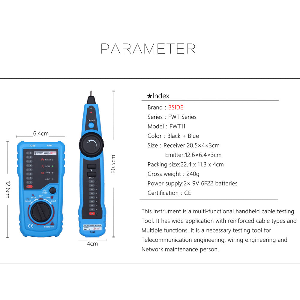 Multi-functional Handheld Wire Tester Tracker Line Finder Cable Testing Tool for Network Maintenance