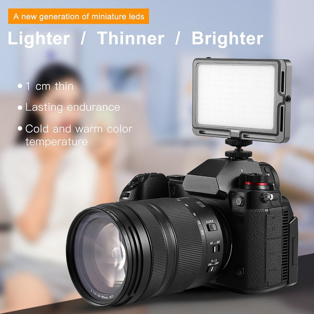MAMEN LED-120B Ultra Thin LED Video Light Lamp Dimmable 3000K-6500K 120PCS LEDs CRI95 Built-in Battery DSLR Camera Photography Fill Light