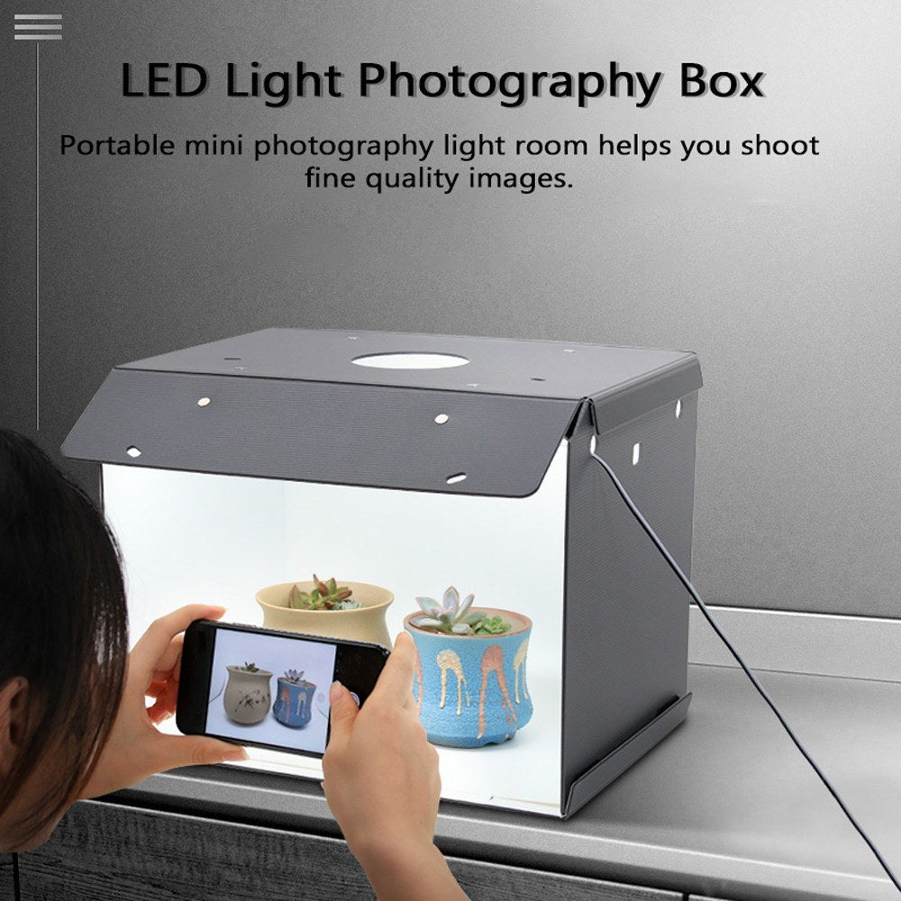 Mini Foldable Photo Studio Box Photography Backdrop Portable Softbox LED Light Photography Box - US Plug