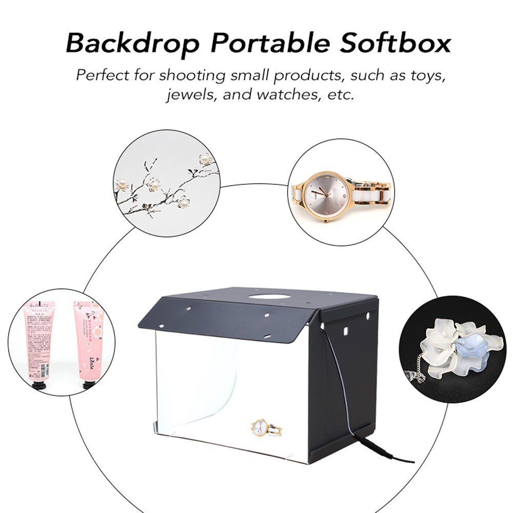 Mini Foldable Photo Studio Box Photography Backdrop Portable Softbox LED Light Photography Box - EU Plug