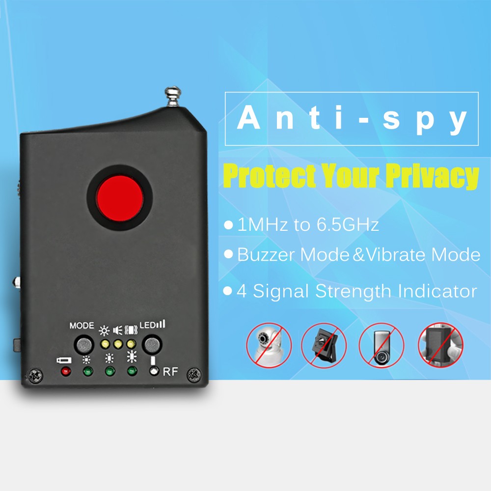 Full-range RF Wireless Signal Radio Detector Camera Auto-detection Tracer Finder 1MHz-6.5GHz Range Adjustable Sensitivity - UK Plug