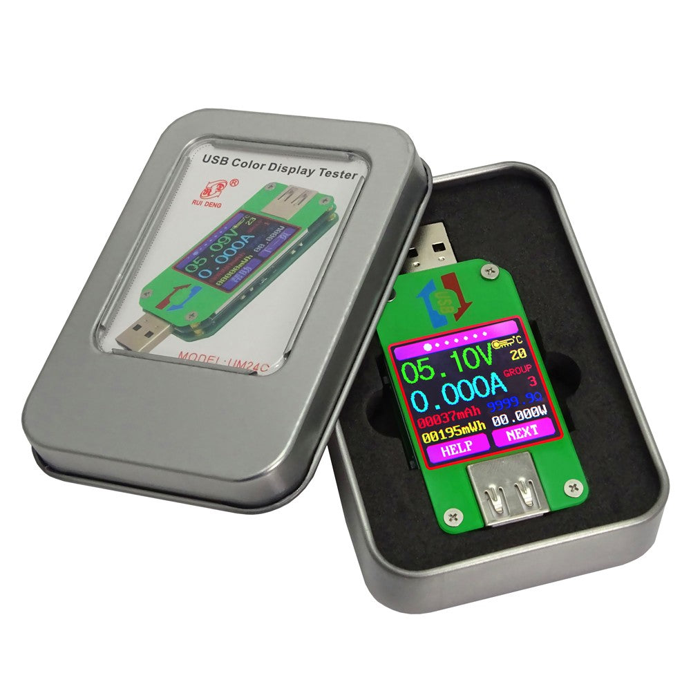RD UM24C USB 2.0 Color LCD Display Tester Voltage Current Meter Voltmeter Ammeter Battery Charge Cable Impedance Measurement Communication Version
